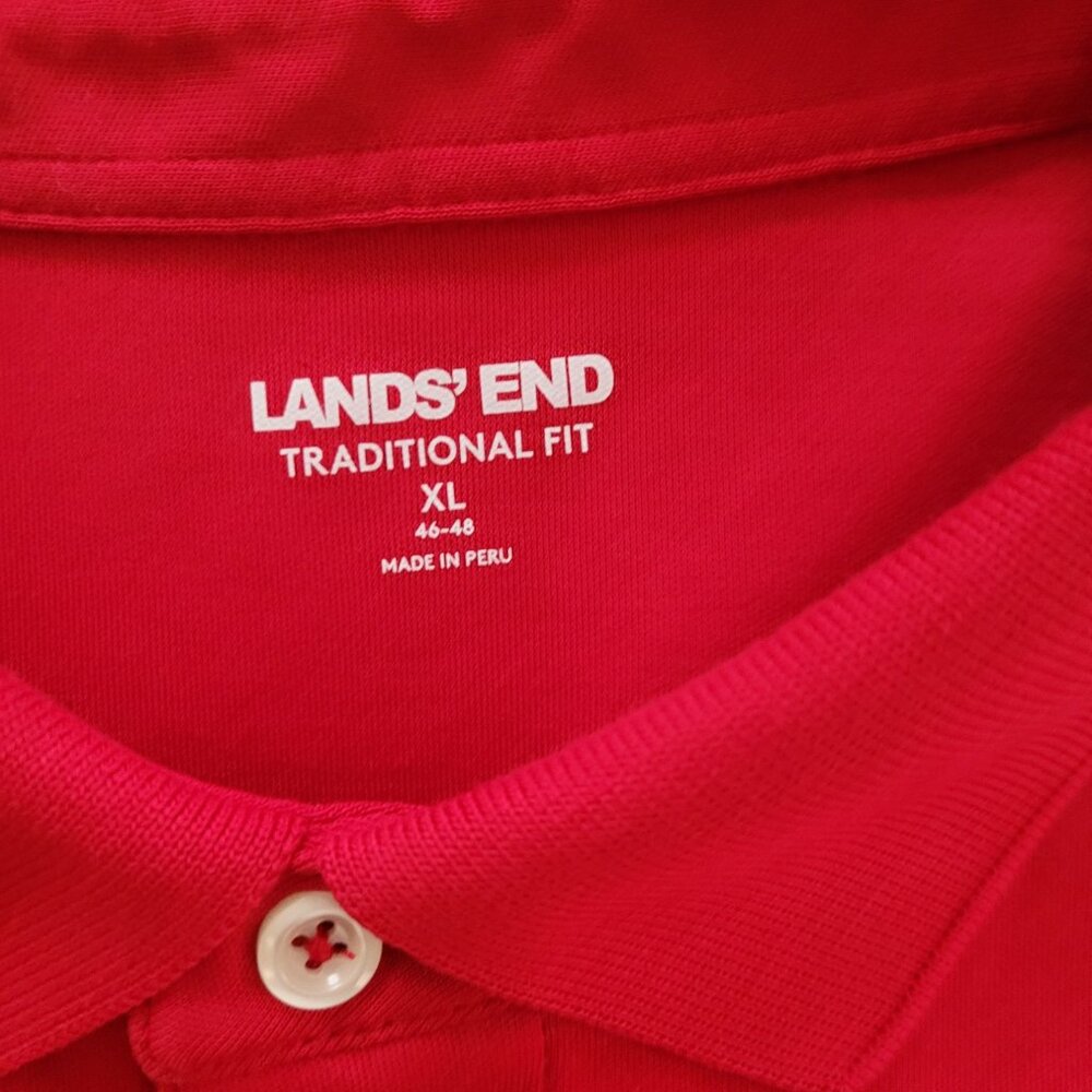 Lands End Mens Long Sleeve Polo Shirt XL red Preppy casual grandpacore Heritage - Picture 5 of 5